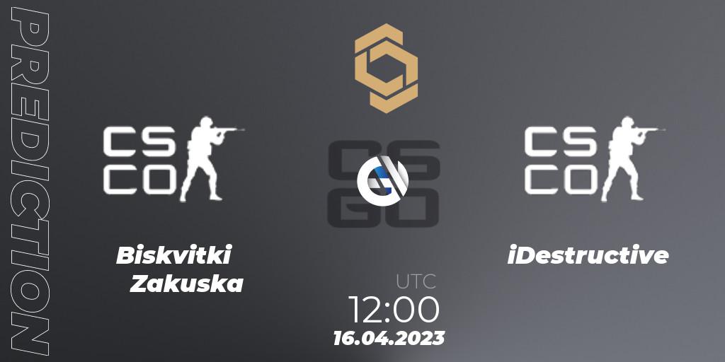 Biskvitki Zakuska vs iDestructive: Match Prediction. 16.04.23, CS2 (CS:GO), CCT South Europe Series #4: Closed Qualifier
