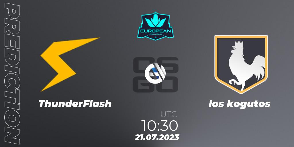 ThunderFlash vs los kogutos: Match Prediction. 21.07.2023 at 11:25, Counter-Strike (CS2), European Pro League Season 9