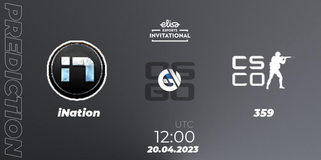 iNation vs 359: Match Prediction. 20.04.23, CS2 (CS:GO), Elisa Invitational Spring 2023 Contenders