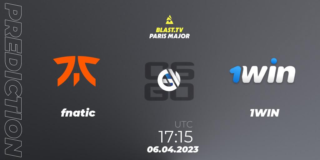 fnatic vs 1WIN: Match Prediction. 06.04.2023 at 16:45, Counter-Strike (CS2), BLAST.tv Paris Major 2023 Europe RMR A