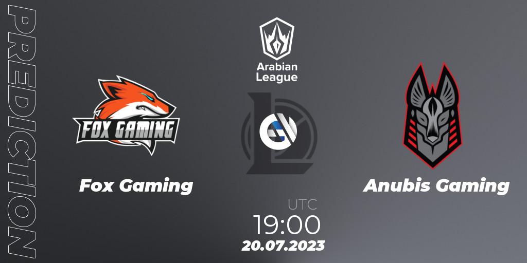 Fox Gaming vs Anubis Gaming: Match Prediction. 20.07.2023 at 19:30, LoL, Arabian League Summer 2023 - Group Stage