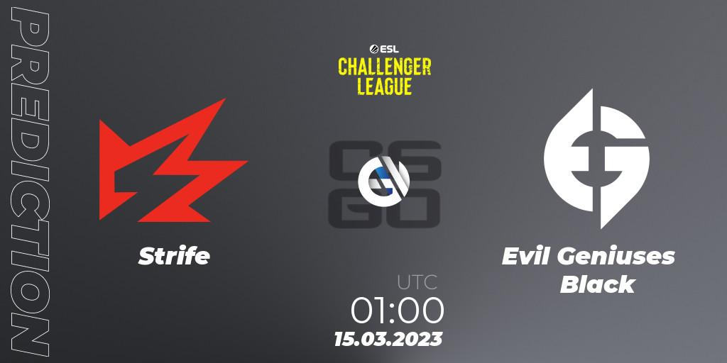 Strife vs Evil Geniuses Black: Match Prediction. 15.03.23, CS2 (CS:GO), ESL Challenger League Season 44: North America