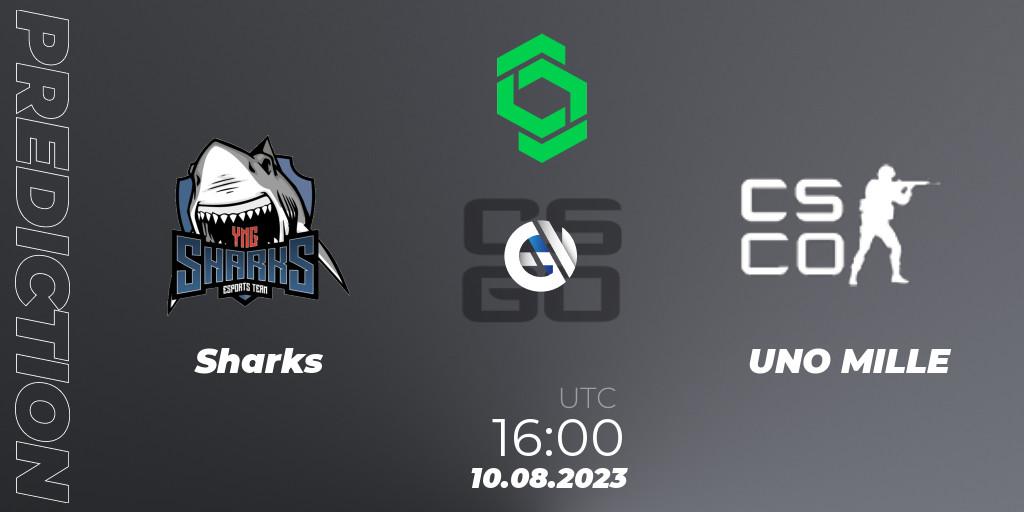 Sharks vs UNO MILLE: Match Prediction. 10.08.2023 at 17:00, Counter-Strike (CS2), CCT South America Series #9