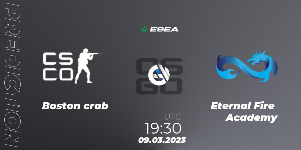 Boston crab vs Eternal Fire Academy: Match Prediction. 10.03.2023 at 17:00, Counter-Strike (CS2), ESEA Season 44: Advanced Division - Europe