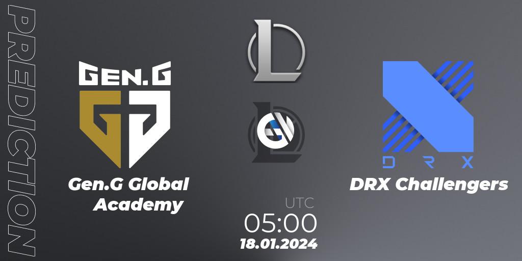 Gen.G Global Academy vs DRX Challengers: Match Prediction. 18.01.2024 at 05:00, LoL, LCK Challengers League 2024 Spring - Group Stage