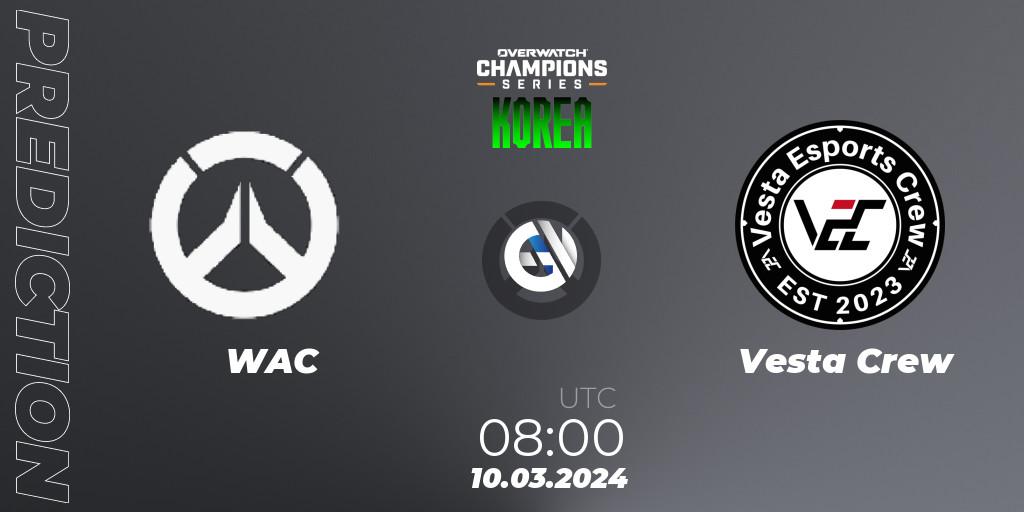WAC vs Vesta Crew: Match Prediction. 10.03.2024 at 08:00, Overwatch, Overwatch Champions Series 2024 - Stage 1 Korea