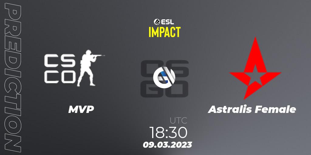 MVP vs Astralis Female: Match Prediction. 09.03.2023 at 18:30, Counter-Strike (CS2), ESL Impact League Season 3: European Division