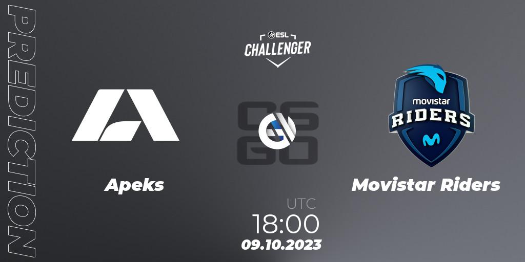 Apeks vs Movistar Riders: Match Prediction. 09.10.2023 at 18:00, Counter-Strike (CS2), ESL Challenger at DreamHack Winter 2023: European Qualifier
