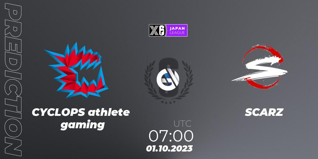 CYCLOPS athlete gaming vs SCARZ: Match Prediction. 01.10.23, Rainbow Six, Japan League 2023 - Stage 2