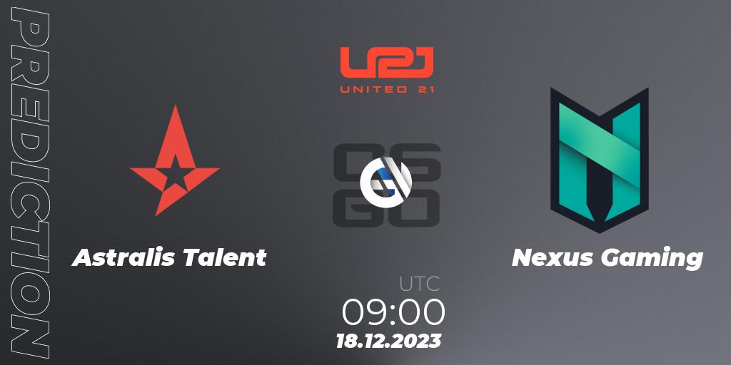 Astralis Talent vs Nexus Gaming: Match Prediction. 18.12.2023 at 10:00, Counter-Strike (CS2), United21 Season 9