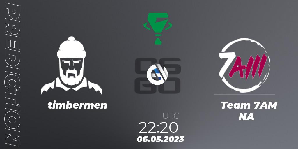 timbermen vs Team 7AM NA: Match Prediction. 06.05.23, CS2 (CS:GO), ESEA Cash Cup Circuit Season 1 Cup 6 North America