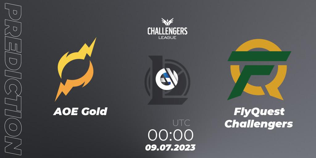 AOE Gold vs FlyQuest Challengers: Match Prediction. 09.07.2023 at 00:00, LoL, North American Challengers League 2023 Summer - Group Stage