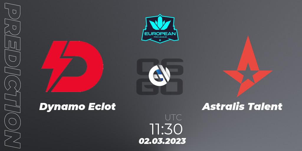 Dynamo Eclot vs Astralis Talent: Match Prediction. 02.03.2023 at 11:30, Counter-Strike (CS2), European Pro League Season 6