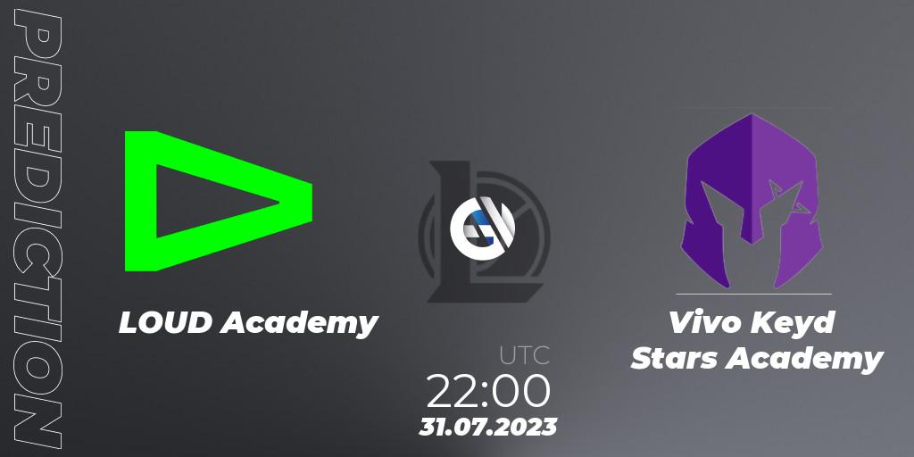 LOUD Academy vs Vivo Keyd Stars Academy: Match Prediction. 31.07.2023 at 22:00, LoL, CBLOL Academy Split 2 2023 - Group Stage