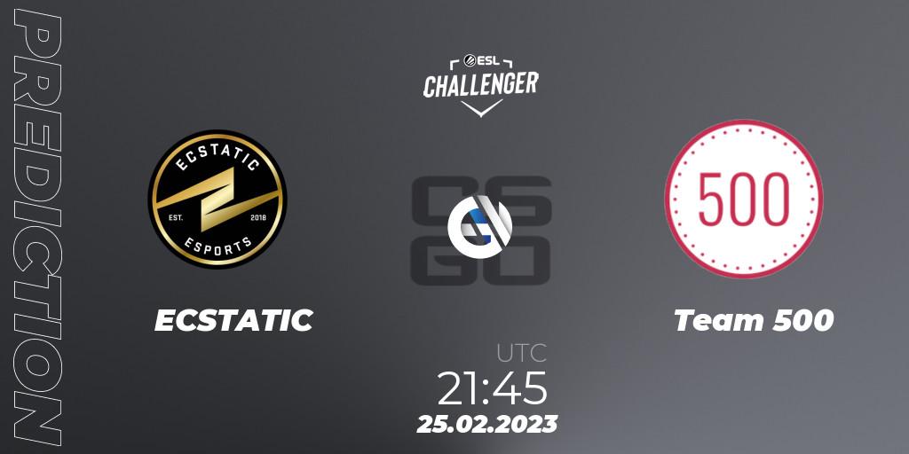 ECSTATIC vs Team 500: Match Prediction. 25.02.2023 at 21:45, Counter-Strike (CS2), ESL Challenger Melbourne 2023 Europe Open Qualifier