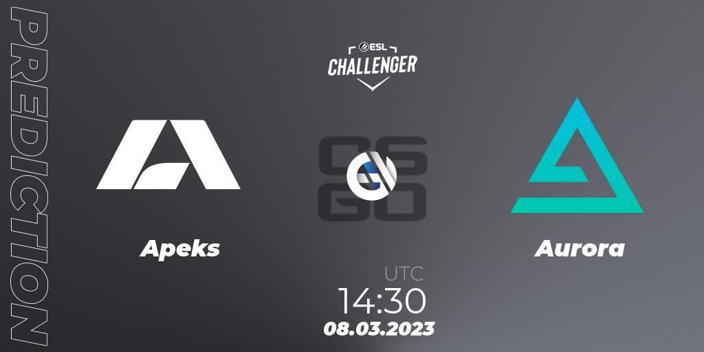 Apeks vs Aurora: Match Prediction. 08.03.2023 at 14:30, Counter-Strike (CS2), ESL Challenger Melbourne 2023 Europe Closed Qualifier