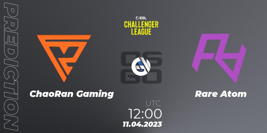 ChaoRan Gaming vs Rare Atom: Match Prediction. 11.04.2023 at 12:00, Counter-Strike (CS2), ESL Challenger League Season 45: Asia-Pacific