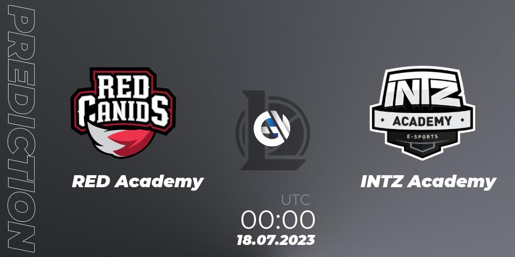 RED Academy vs INTZ Academy: Match Prediction. 18.07.23, LoL, CBLOL Academy Split 2 2023 - Group Stage