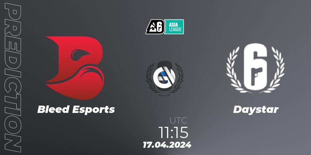 Bleed Esports vs Daystar: Match Prediction. 17.04.2024 at 11:15, Rainbow Six, Asia League 2024 - Stage 1