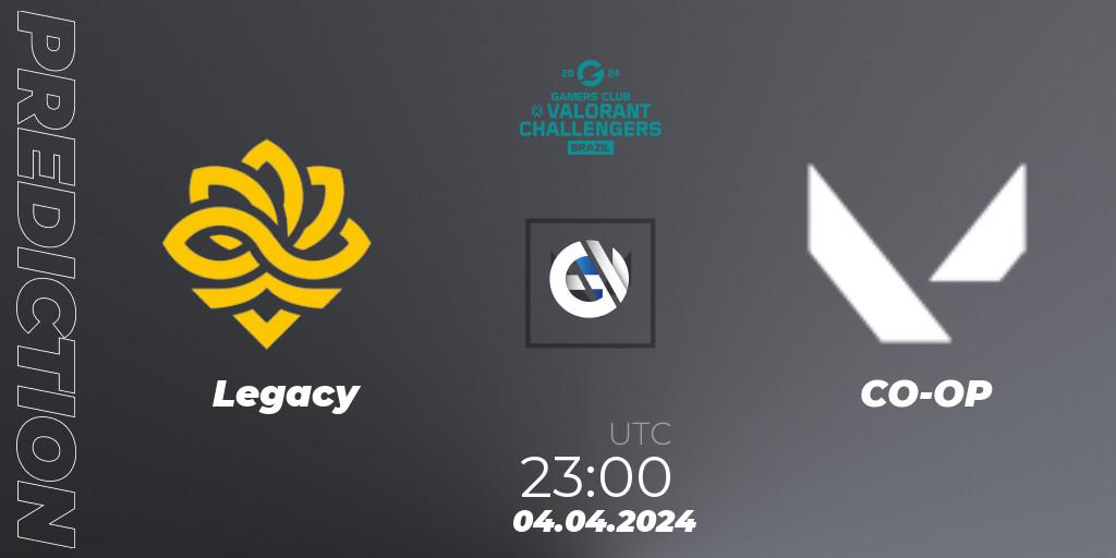 Legacy vs CO-OP: Match Prediction. 04.04.2024 at 23:00, VALORANT, VALORANT Challengers Brazil 2024: Split 1