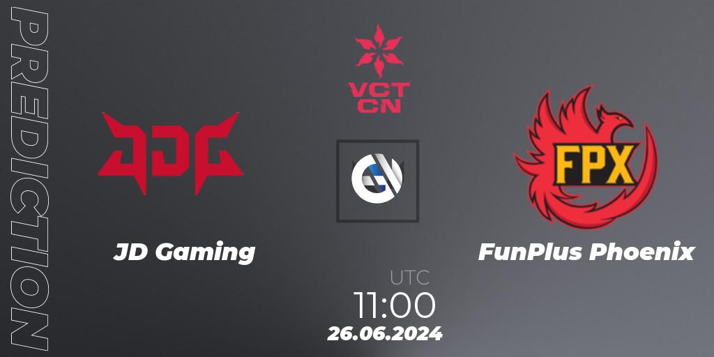 JD Gaming vs FunPlus Phoenix: Match Prediction. 26.06.2024 at 11:10, VALORANT, VALORANT Champions Tour China 2024: Stage 2 - Group Stage