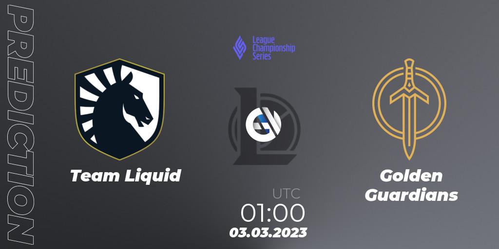 Team Liquid vs Golden Guardians: Match Prediction. 03.03.2023 at 01:00, LoL, LCS Spring 2023 - Group Stage