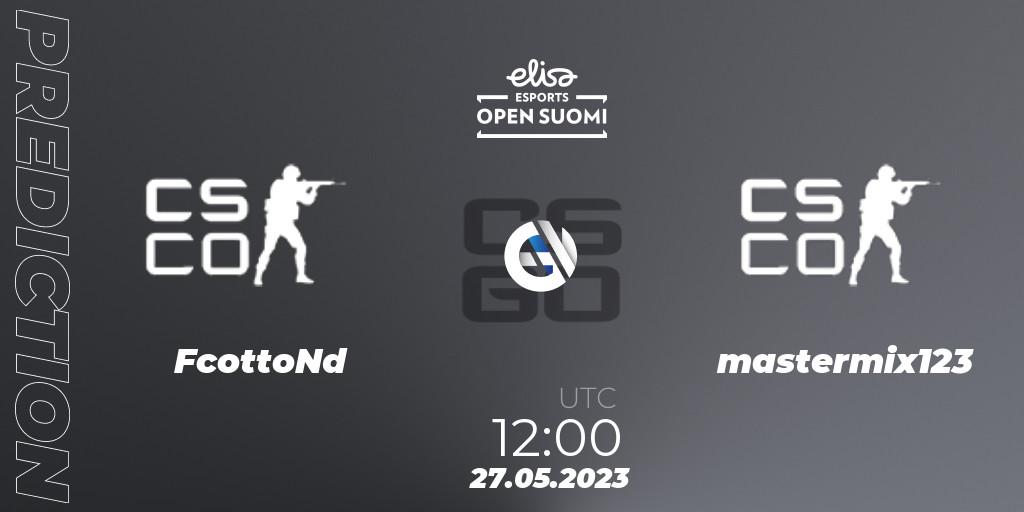 FcottoNd vs mastermix123: Match Prediction. 27.05.23, CS2 (CS:GO), Elisa Open Suomi Season 5