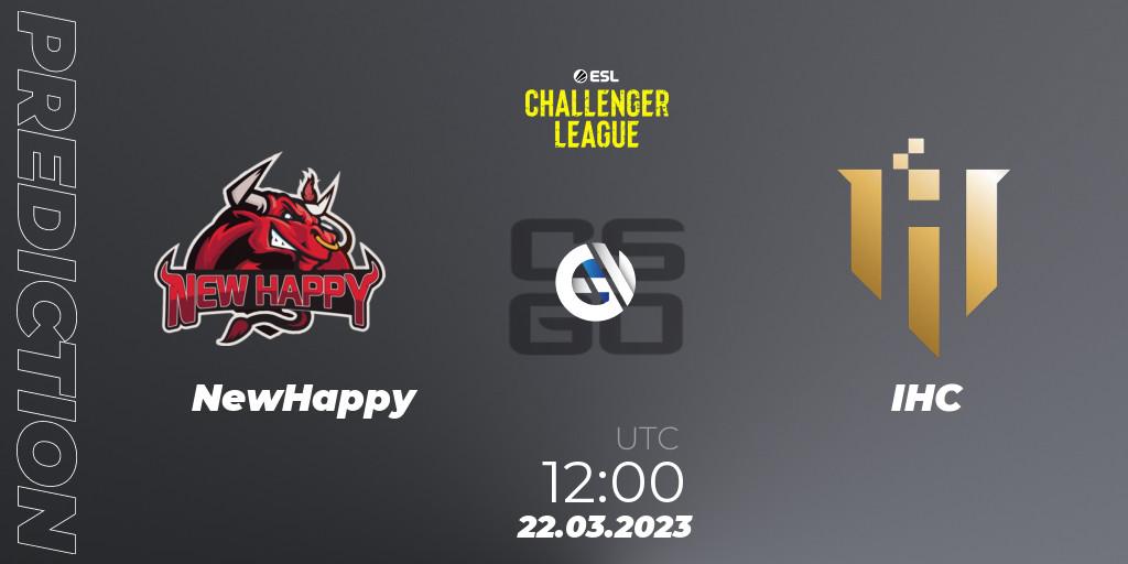 NewHappy vs IHC: Match Prediction. 22.03.23, CS2 (CS:GO), ESL Challenger League Season 44: Asia-Pacific