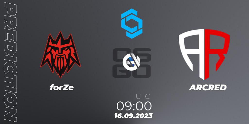 forZe vs ARCRED: Match Prediction. 16.09.2023 at 09:00, Counter-Strike (CS2), CCT East Europe Series #2