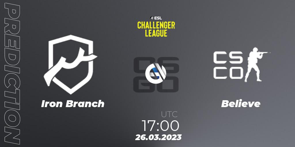 Iron Branch vs Believe: Match Prediction. 26.03.23, CS2 (CS:GO), ESL Challenger League Season 44 Relegation: Europe