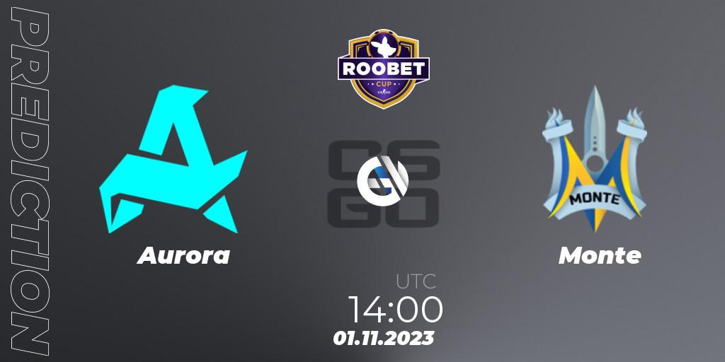 Aurora vs Monte: Match Prediction. 01.11.2023 at 14:00, Counter-Strike (CS2), Roobet Cup 2023
