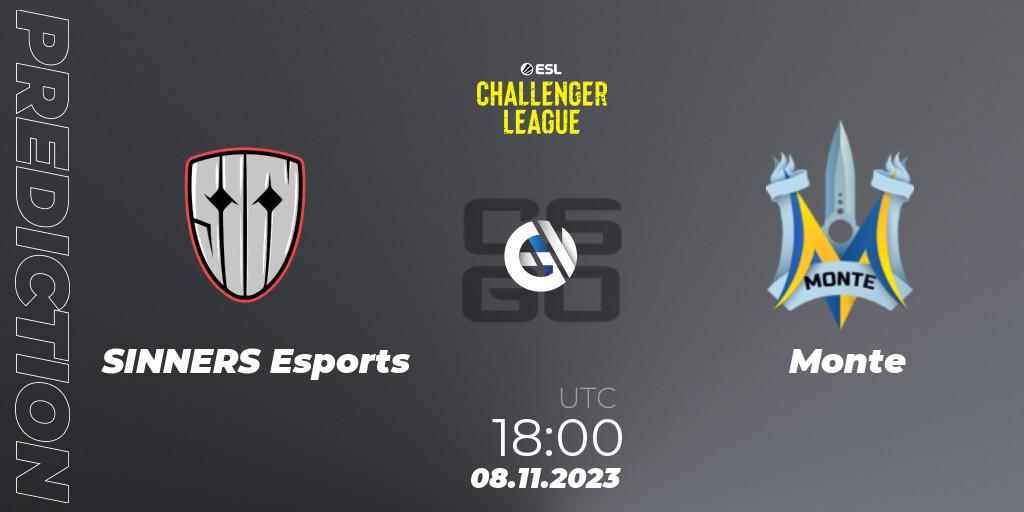 SINNERS Esports vs Monte: Match Prediction. 08.11.23, CS2 (CS:GO), ESL Challenger League Season 46: Europe