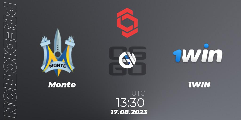 Monte vs 1WIN: Match Prediction. 17.08.2023 at 13:30, Counter-Strike (CS2), CCT Central Europe Series #7