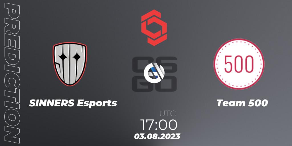 SINNERS Esports vs Team 500: Match Prediction. 03.08.2023 at 17:00, Counter-Strike (CS2), CCT Central Europe Series #7