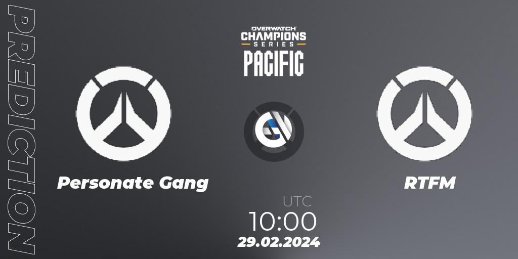 Personate Gang vs RTFM: Match Prediction. 29.02.2024 at 10:00, Overwatch, Overwatch Champions Series 2024 - Stage 1 Pacific