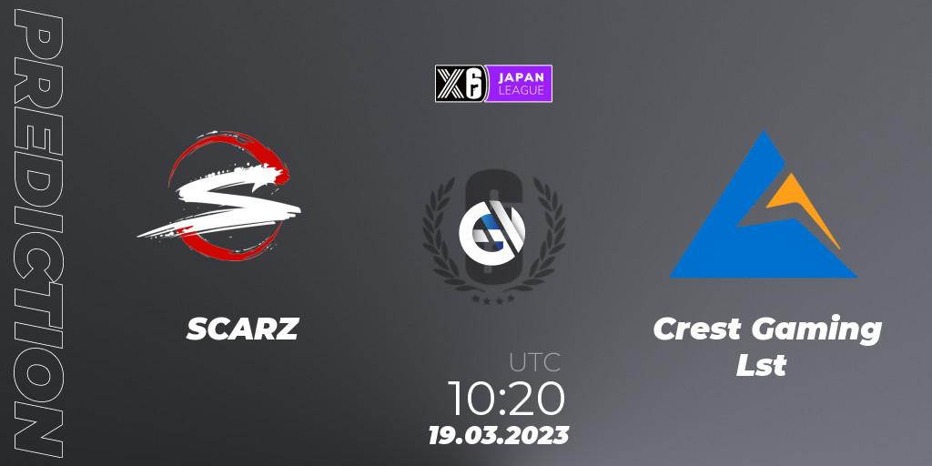 SCARZ vs Crest Gaming Lst: Match Prediction. 19.03.2023 at 10:20, Rainbow Six, Japan League 2023 - Stage 1