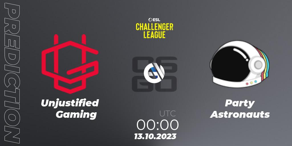 Unjustified Gaming vs Party Astronauts: Match Prediction. 13.10.2023 at 00:00, Counter-Strike (CS2), ESL Challenger League Season 46: North America