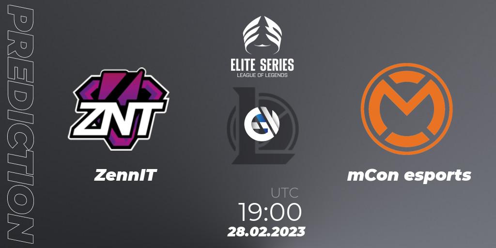 ZennIT vs mCon esports: Match Prediction. 28.02.2023 at 19:00, LoL, Elite Series Spring 2023 - Group Stage