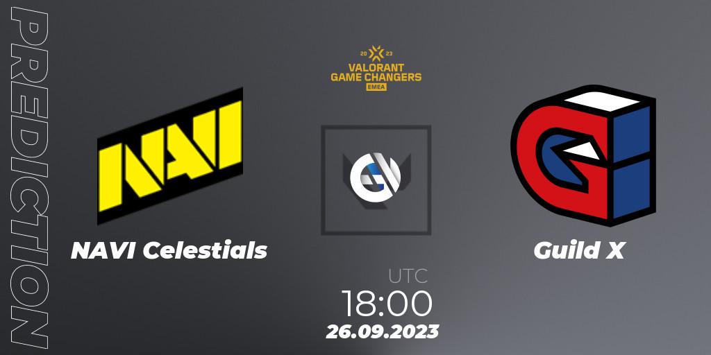 NAVI Celestials vs Guild X: Match Prediction. 26.09.2023 at 18:00, VALORANT, VCT 2023: Game Changers EMEA Stage 3 - Group Stage