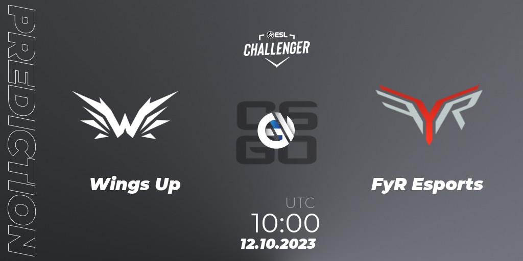 Wings Up vs FyR Esports: Match Prediction. 12.10.23, CS2 (CS:GO), ESL Challenger at DreamHack Winter 2023: Asian Open Qualifier