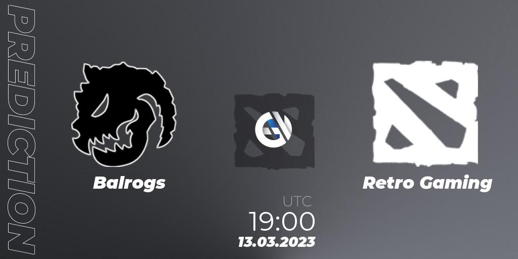 Balrogs vs Retro Gaming: Match Prediction. 13.03.2023 at 19:12, Dota 2, TodayPay Invitational Season 4