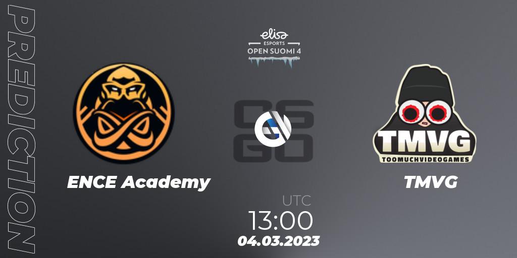 ENCE Academy vs TMVG: Match Prediction. 04.03.2023 at 13:45, Counter-Strike (CS2), Elisa Open Suomi Season 4