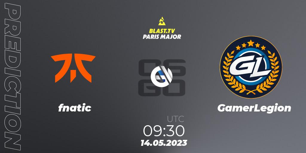fnatic vs GamerLegion: Match Prediction. 14.05.2023 at 09:30, Counter-Strike (CS2), BLAST Paris Major 2023
