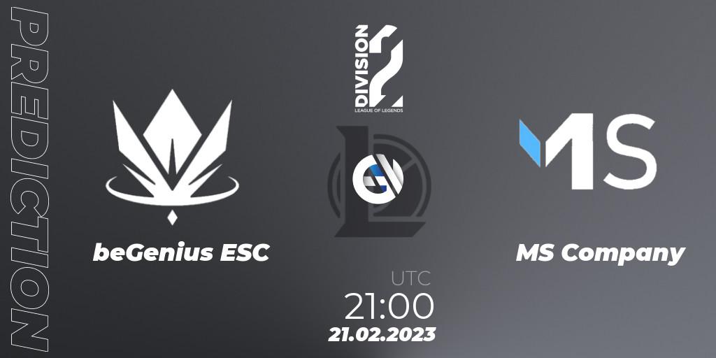 beGenius ESC vs MS Company: Match Prediction. 21.02.23, LoL, LFL Division 2 Spring 2023 - Group Stage