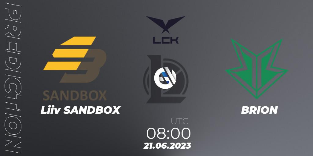 Liiv SANDBOX vs BRION: Match Prediction. 21.06.23, LoL, LCK Summer 2023 Regular Season