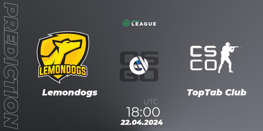 Lemondogs vs TopTab Club: Match Prediction. 22.04.2024 at 18:00, Counter-Strike (CS2), ESEA Season 49: Advanced Division - Europe