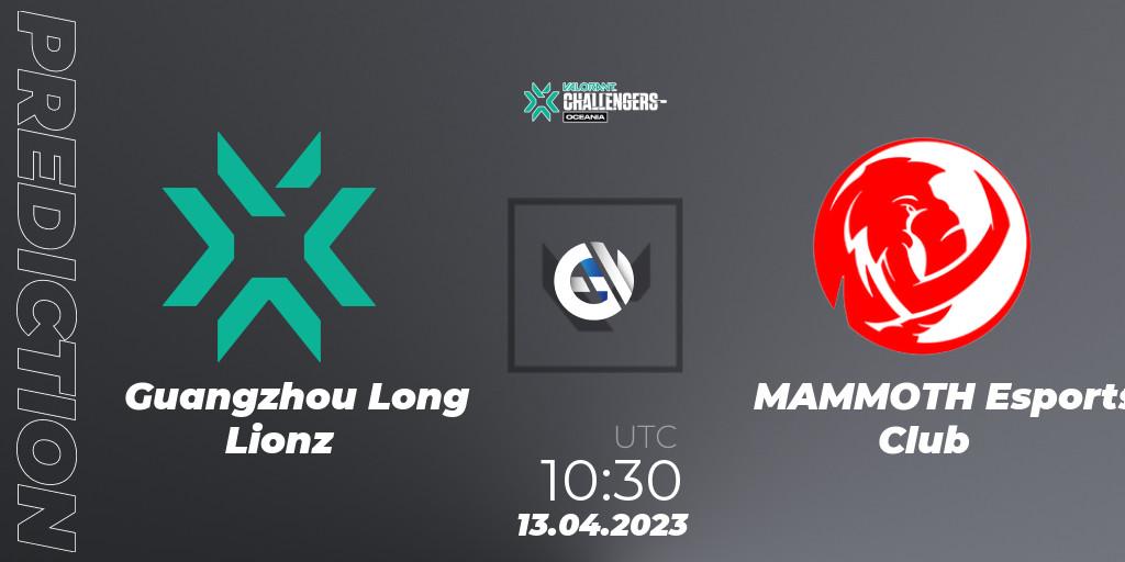 Guangzhou Long Lionz vs MAMMOTH Esports Club: Match Prediction. 13.04.2023 at 10:30, VALORANT, VALORANT Challengers 2023: Oceania Split 2 - Group Stage