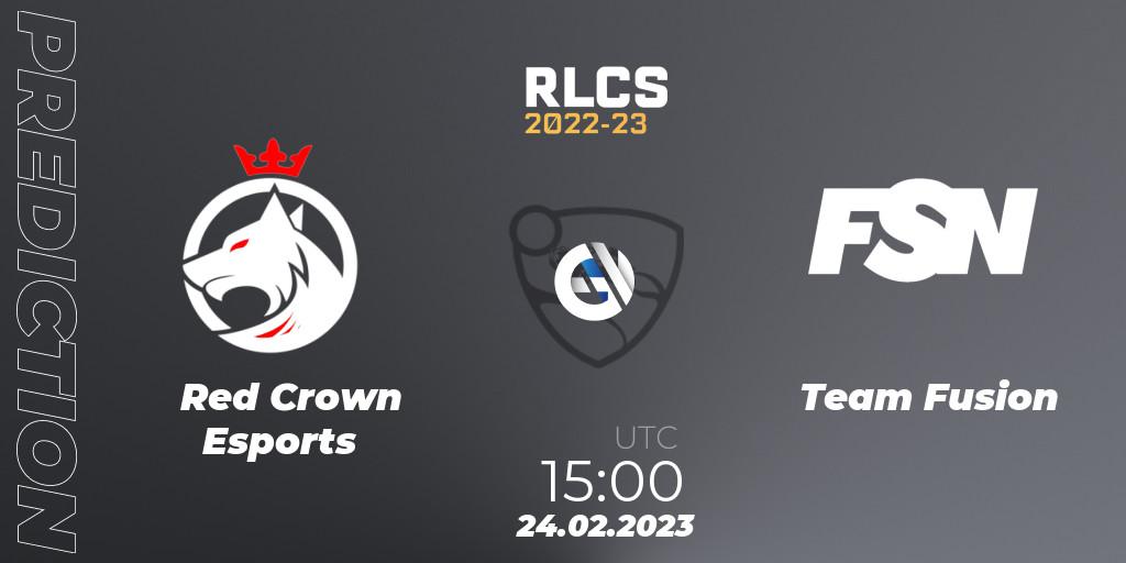 Red Crown Esports vs Team Fusion: Match Prediction. 24.02.23, Rocket League, RLCS 2022-23 - Winter: Sub-Saharan Africa Regional 3 - Winter Invitational