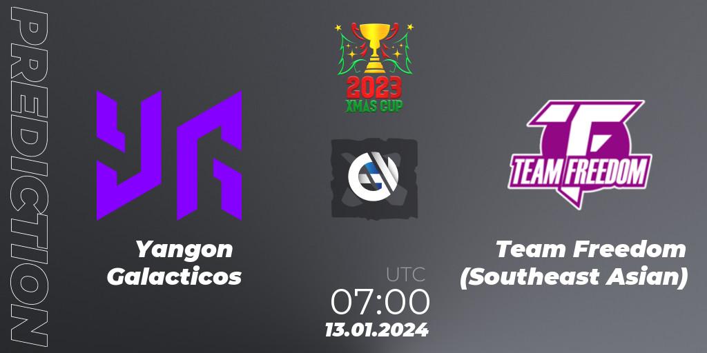Yangon Galacticos vs Team Freedom (Southeast Asian): Match Prediction. 13.01.2024 at 07:05, Dota 2, Xmas Cup 2023