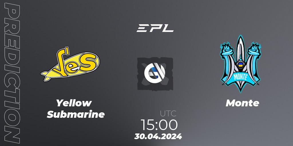 Yellow Submarine vs Monte: Match Prediction. 30.04.2024 at 15:20, Dota 2, European Pro League Season 18